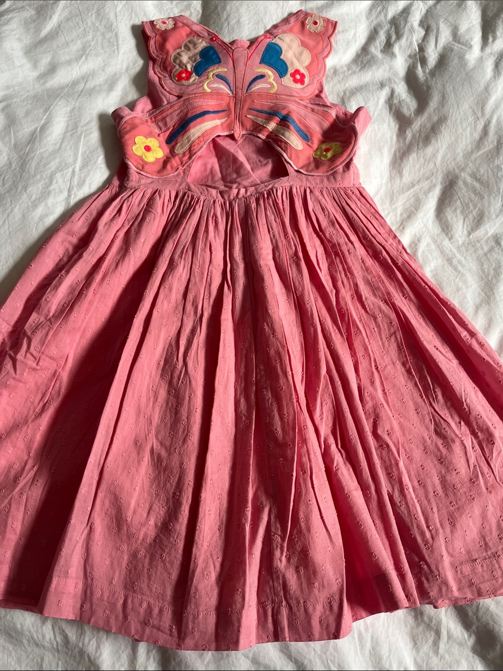 Mini Boden Butterfly Cutout Back Dress 11-12 Y pink sleeveless summer dress